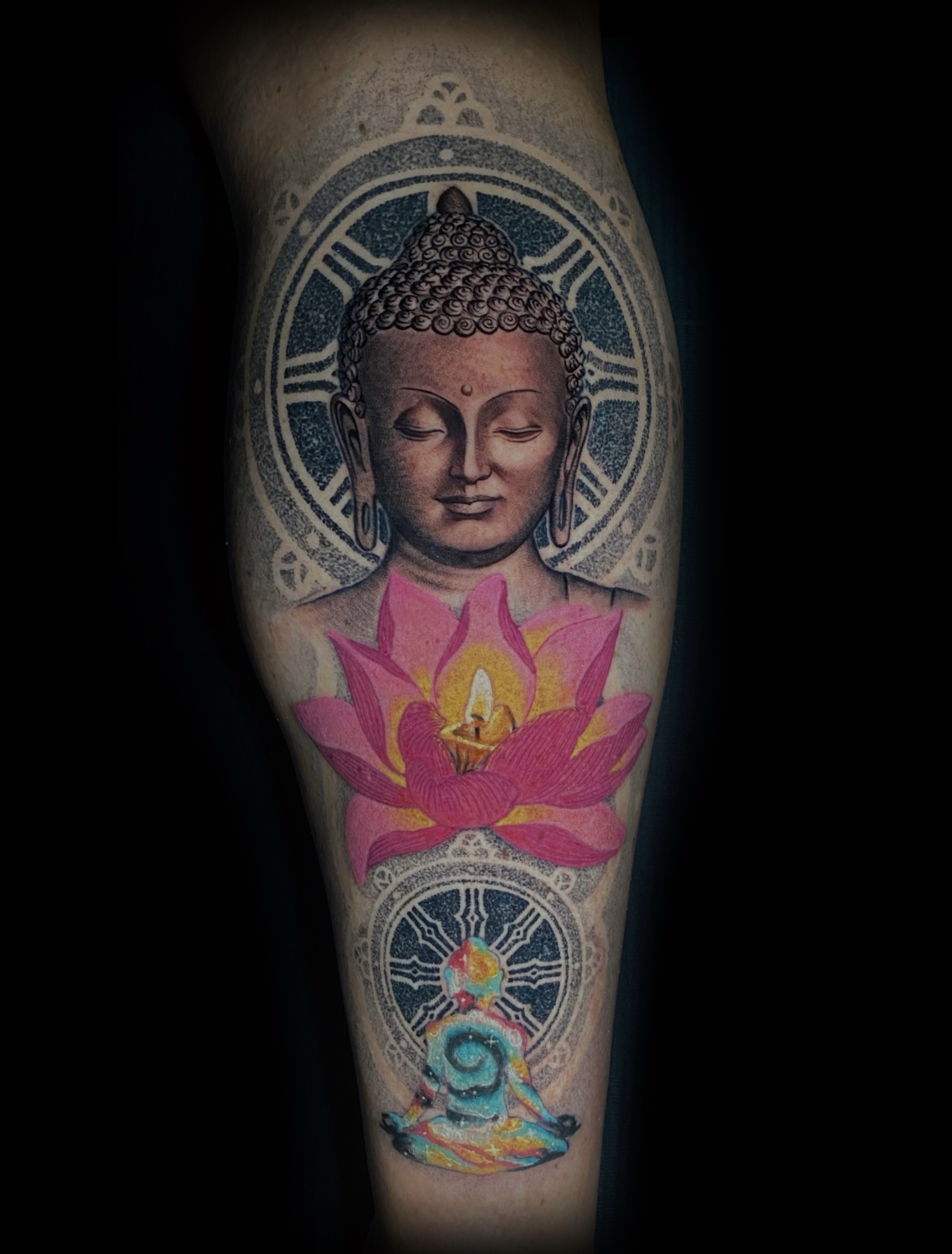 Buddha forearm tattoo by Flávio