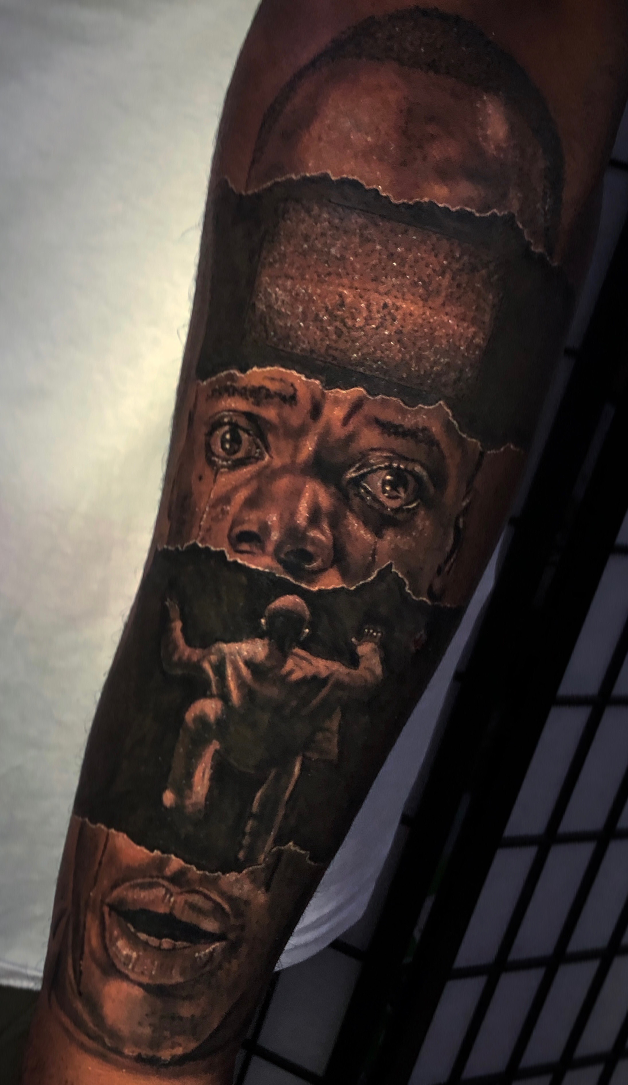 Black and grey portrait tattoo by Maverick Mayes